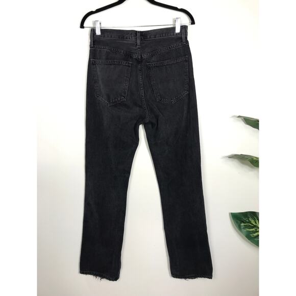 Agolde Lana Jean Mid Rise Vintage Straight Distressed Black Disorder Capsule - Picture 5 of 12
